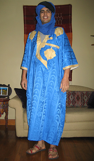Moroccan Blue Embroidered  Saharan Gandora