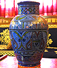 Moroccan ceramic vase, Blue w/ Patterns